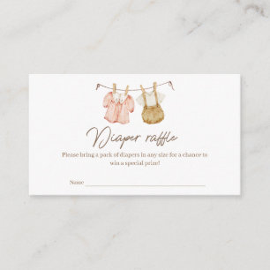 Boho Gender Reveal Vintage Clothes Diaper Raffle Enclosure Card