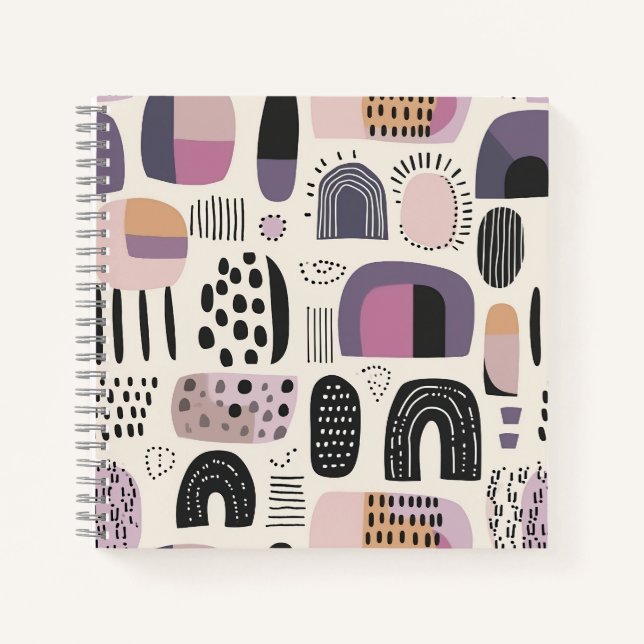 Boho Geometric Abstract Pattern Notebook (Front)