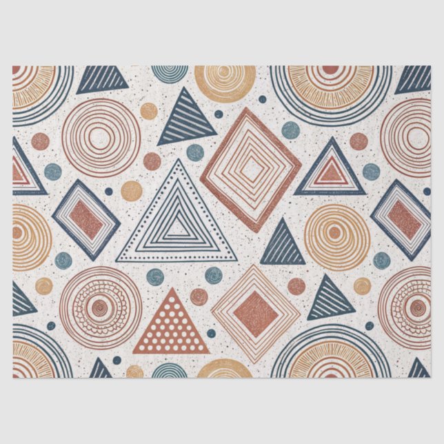 Boho Geometric Abstract Shapes Terracotta Pattern Tissue Paper (Front)