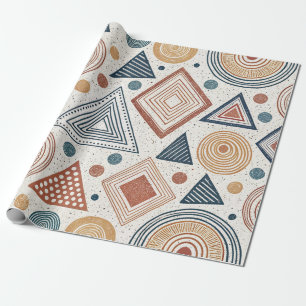 Boho Geometric Abstract Shapes Terracotta Pattern Wrapping Paper
