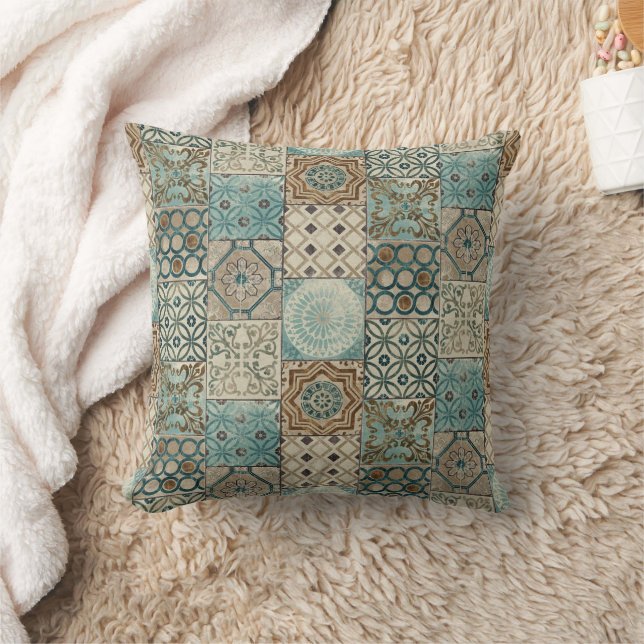 Boho Geometric Andalusian Moroccan Style Cushion (Blanket)