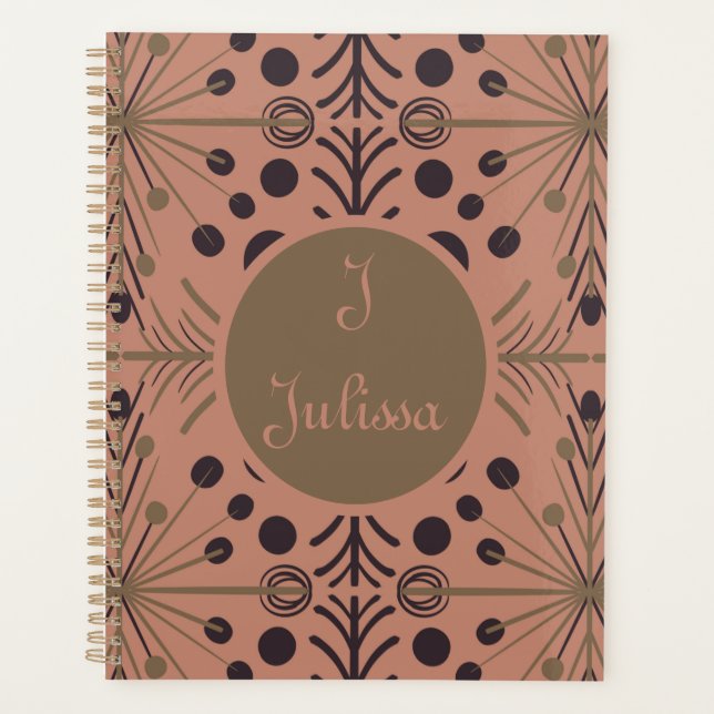 Boho Geometric Arrow Mauve Personalised Planner (Front)