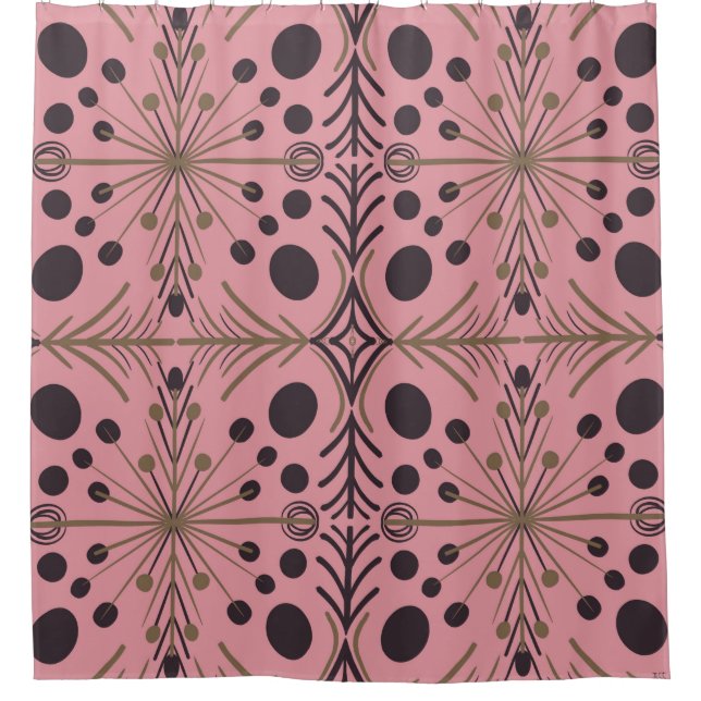 Boho Geometric Arrow Pink Pattern Shower Curtain (Front)