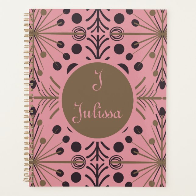 Boho Geometric Arrow Pink Personalised  Planner (Front)