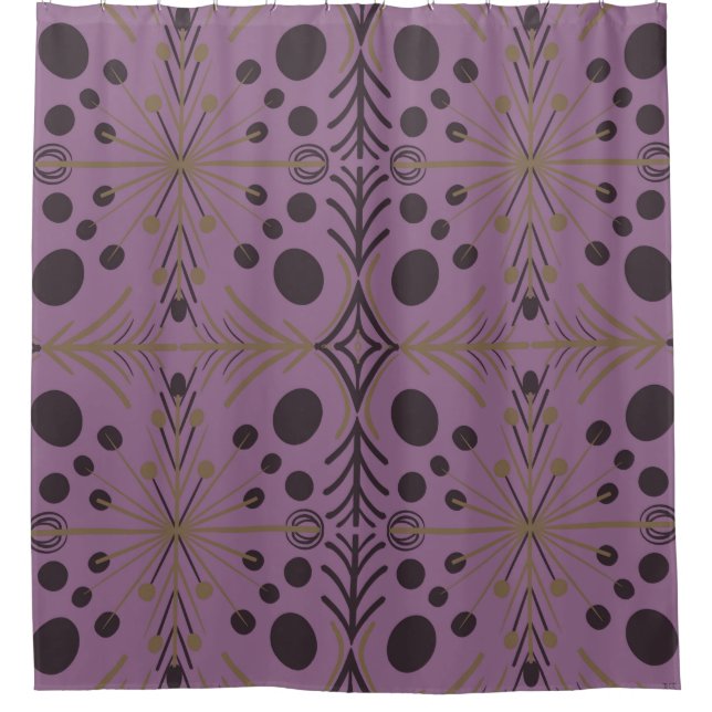 Boho Geometric Arrow Purple Pattern Throw Pillow Shower Curtain (Front)