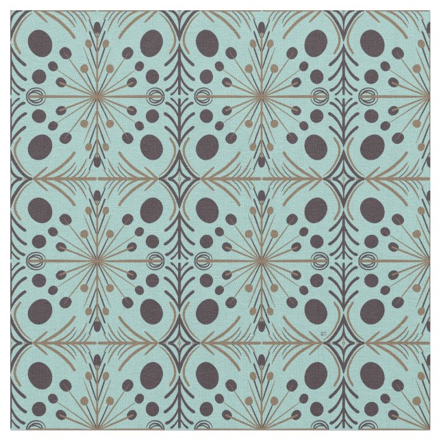 Boho Geometric Arrow Turquoise Pattern Fabric (Close Up)
