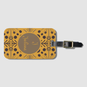 Boho Geometric Arrow Yellow Personalised Luggage Tag