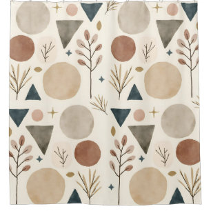Boho Geometric Botanical Pattern Design 385 Shower Curtain