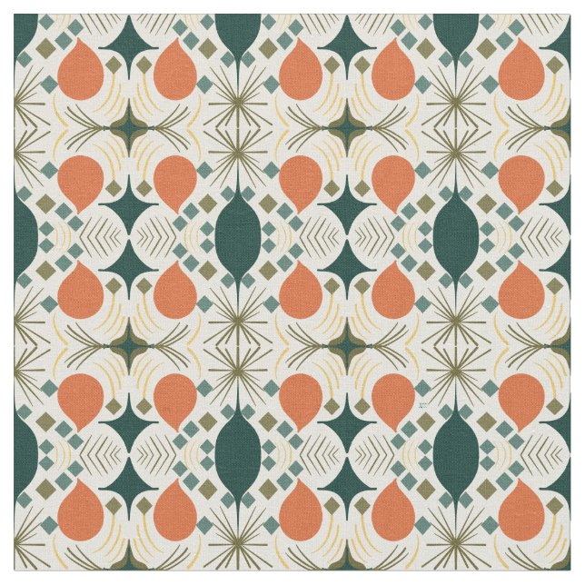 Boho Geometric Colourful Diamond Pattern Fabric (Close Up)