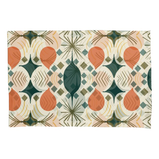 Boho Geometric Colourful Diamond Pattern Pillowcase (Front)