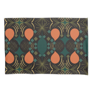 Boho Geometric Diamond Black Pillowcase