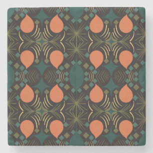 Boho Geometric Diamond Black  Stone Coaster