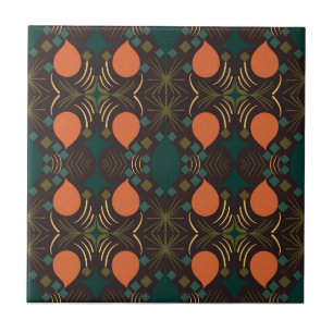 Boho Geometric Diamond Brown Tile