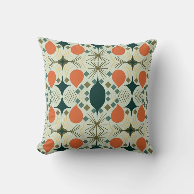 Boho Geometric Diamond Mint  Cushion (Front)