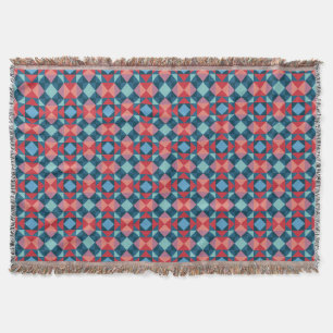 Boho Geometric Diamond Mosaic Pattern Throw Blanket