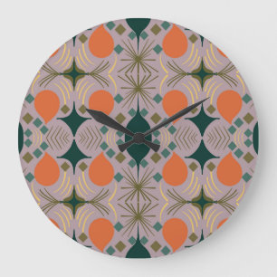 Boho Geometric Diamond Purple  Large Clock