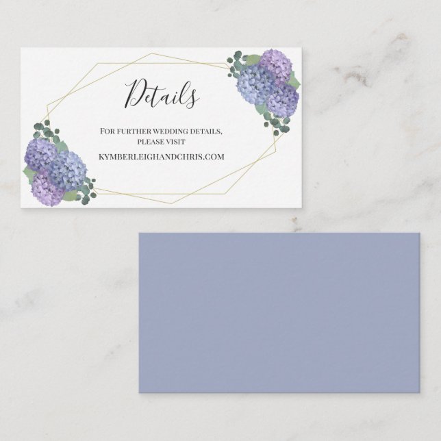Boho Geometric Dusty Blue Floral Wedding Website Enclosure Card (Front/Back)