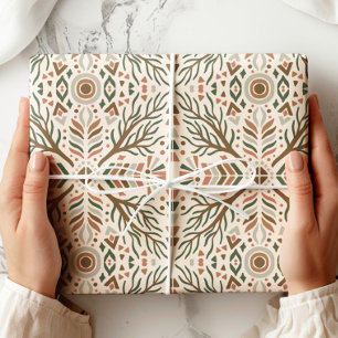 Boho Geometric Folk Art Wrapping Paper