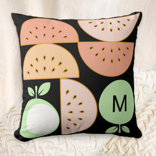 Boho Geometric Fruit Monogram Mid-Century Modern Cushion