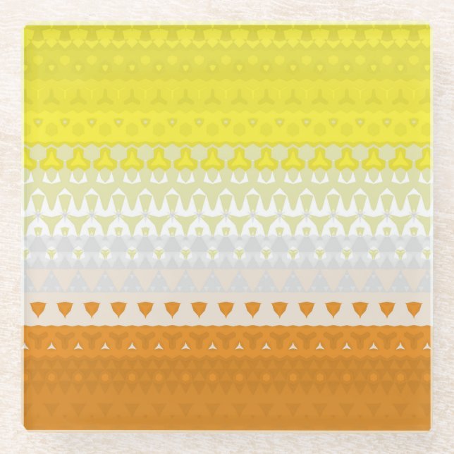 Boho Geometric Funky Abstract Maverique Pride Flag Glass Coaster (Front)