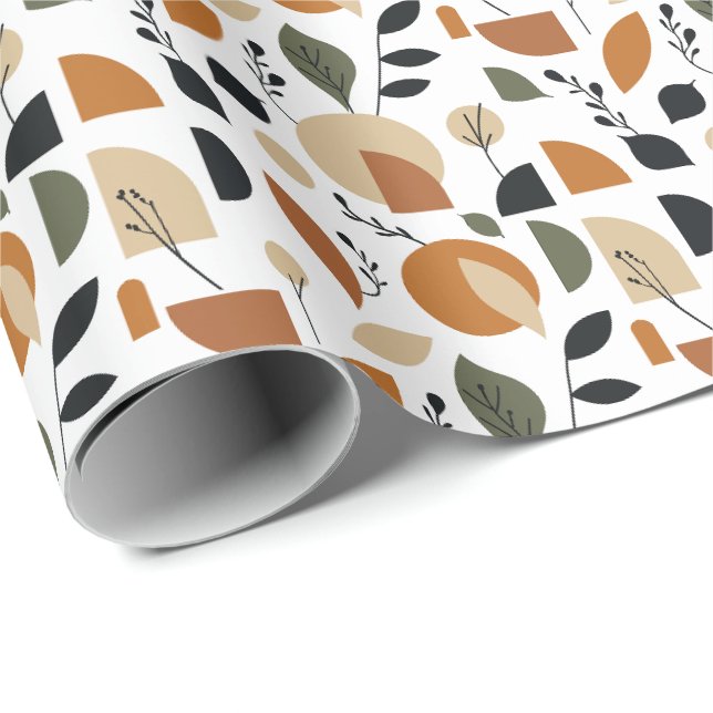 Boho Geometric Leaf Seamless Pattern Wrapping Paper (Roll Corner)