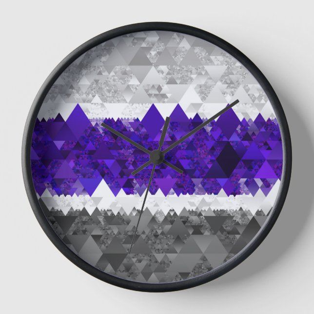 Boho Geometric Mod Retro Greygender Pride Flag Clock (Front)