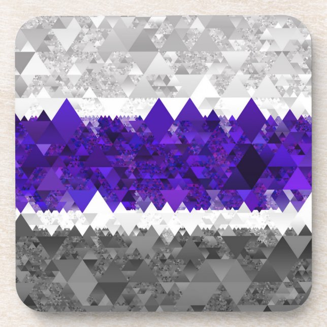 Boho Geometric Mod Retro Greygender Pride Flag Coaster (Front)