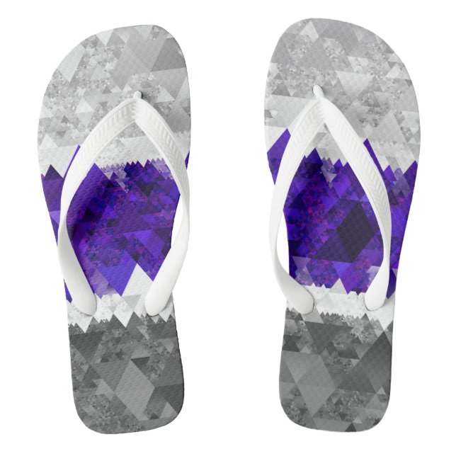 Boho Geometric Mod Retro Greygender Pride Flag Flip Flops (Footbed)