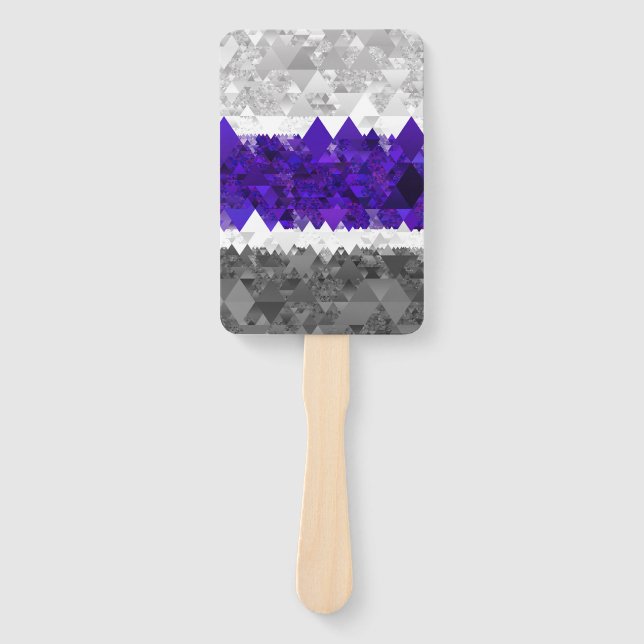 Boho Geometric Mod Retro Greygender Pride Flag Hand Fan (Front)