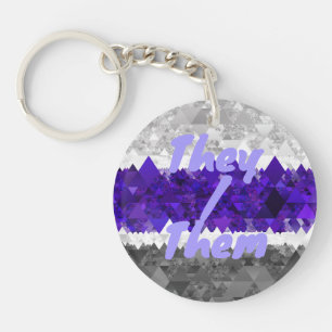 Boho Geometric Mod Retro Greygender Pride Flag Key Ring