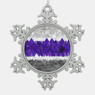 Boho Geometric Mod Retro Greygender Pride Flag Snowflake Pewter Christmas Ornament