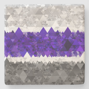 Boho Geometric Mod Retro Greygender Pride Flag Stone Coaster