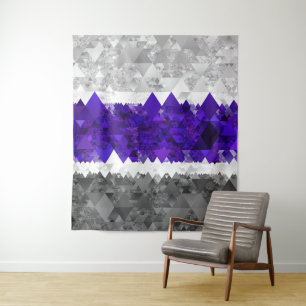 Boho Geometric Mod Retro Greygender Pride Flag Tapestry