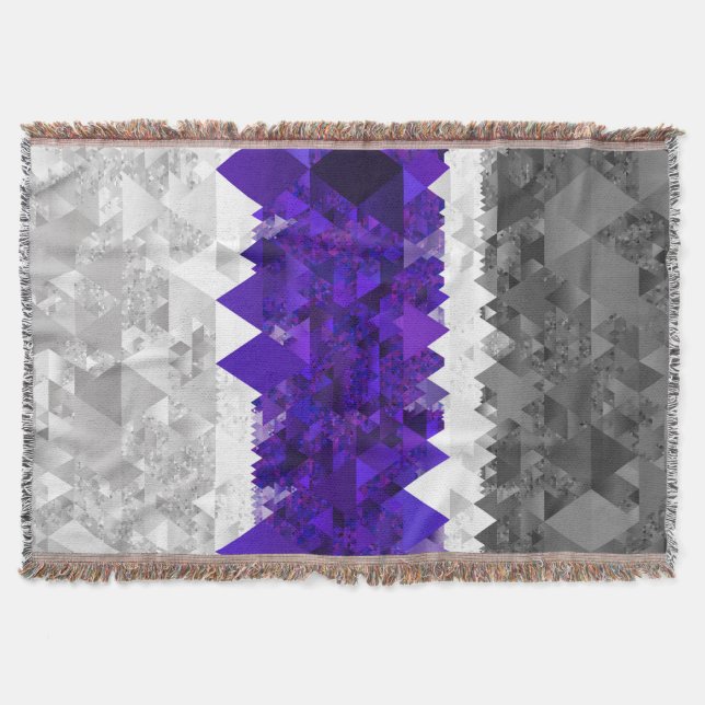 Boho Geometric Mod Retro Greygender Pride Flag Throw Blanket (Front)
