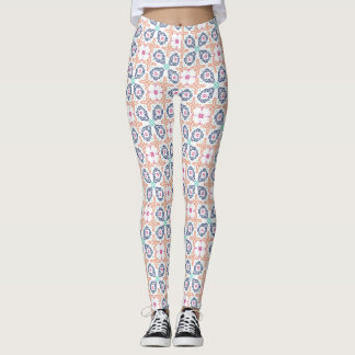 Boho Geometric Stitchwork Floral Seamless Leggings