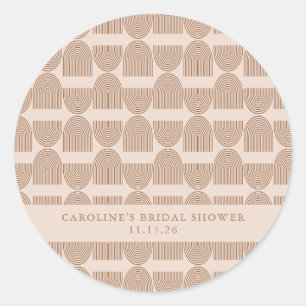 Boho Geometric Terracotta Custom Bridal Shower Classic Round Sticker