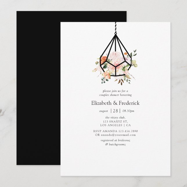 Boho Geometric Terrarium Floral Couples Shower Invitation (Front/Back)