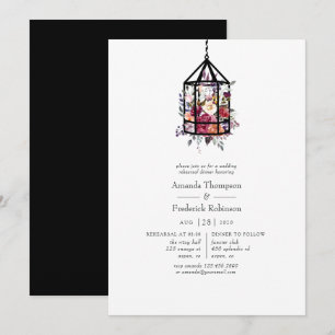 Boho Geometric Terrarium Floral Rehearsal Dinner Invitation