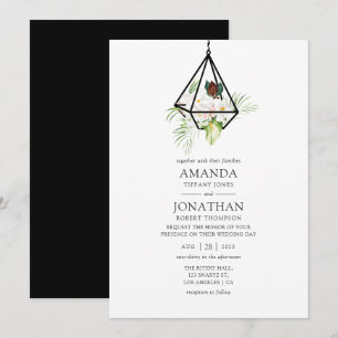 Boho Geometric Terrarium Floral Wedding Invitation