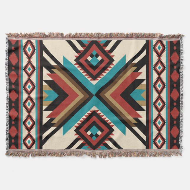 Boho Geometric Throw Blanket (Front)