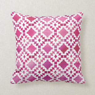 Boho Geometric Watercolor Pinks Cushion