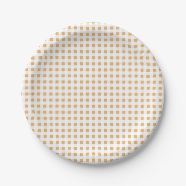 Boho Gingham Pattern  Paper Plate (Front)