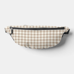 Boho Gingham Pattern Plaid Chequered Neutral Bum Bags