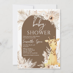 Boho Giraffe Baby Shower Invitation