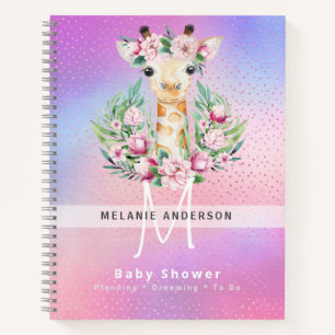 Boho GIRAFFE Baby Shower Planner Notebook Journal