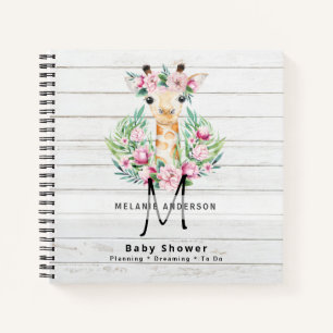 Boho GIRAFFE Baby Shower Planner Notebook Journal