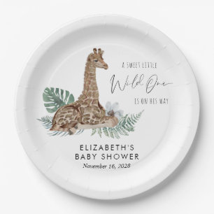 Boho Giraffe Safari Baby Shower Paper Plate