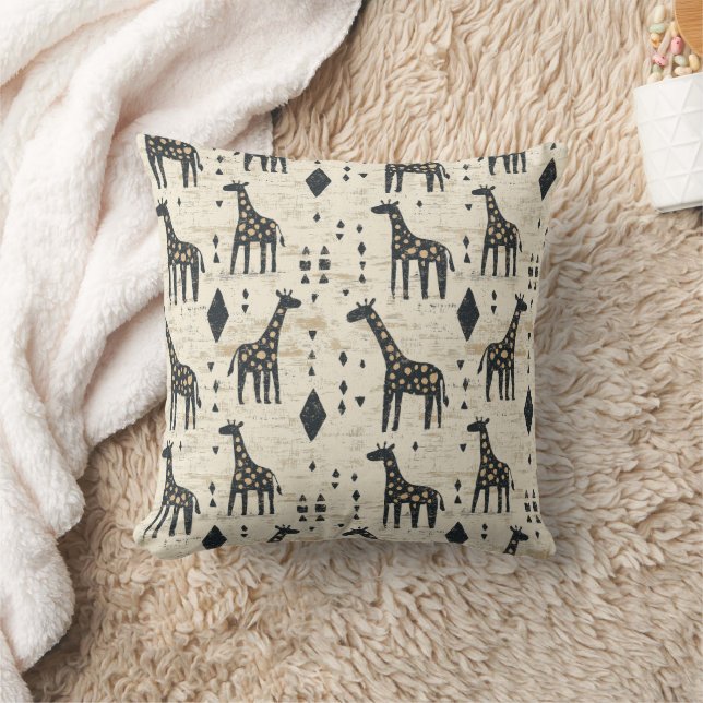 Boho Giraffe Tribal Pattern Cushion (Blanket)