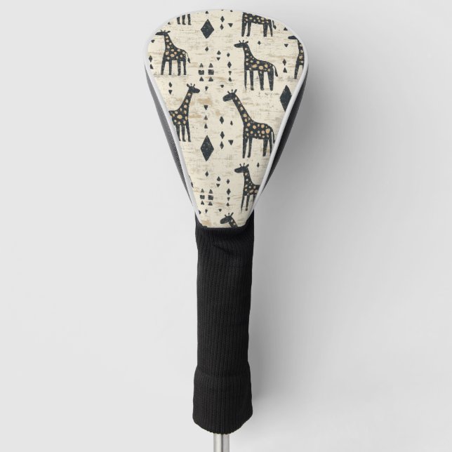 Boho Giraffe Tribal Pattern Golf Head Cover (Front)