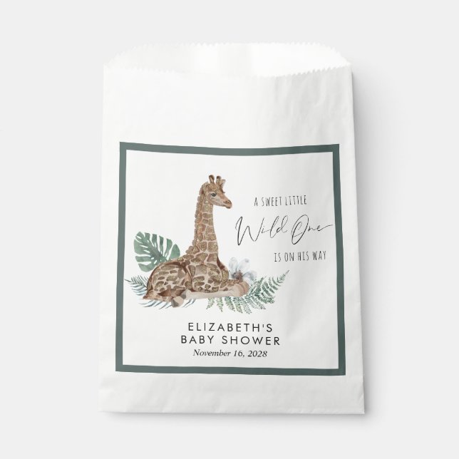 Boho Giraffe Watercolor Baby Shower Favour Bags (Front)